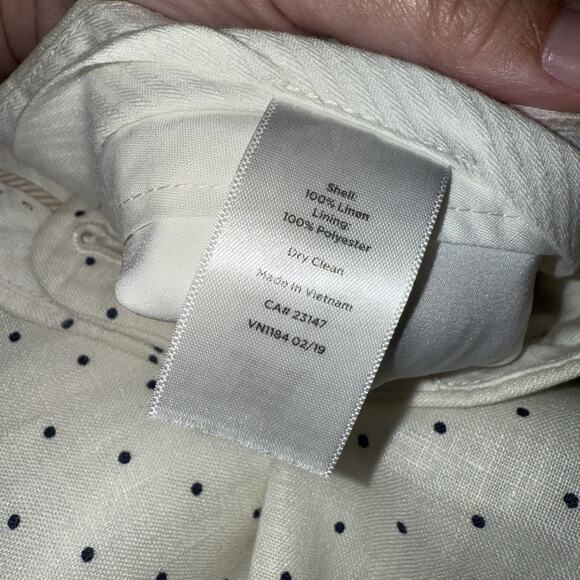 Talbots Women’s Straight Leg Slim Ankle Polka Dot Pants 100% Linen Size 8 - Picture 6 of 6